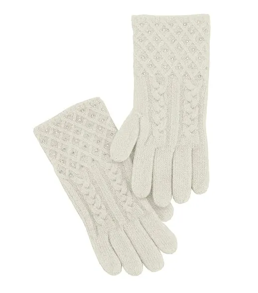 Mitchie's Matchings Women's Cable Knit Sparkle Gloves with Crystals - Image 2