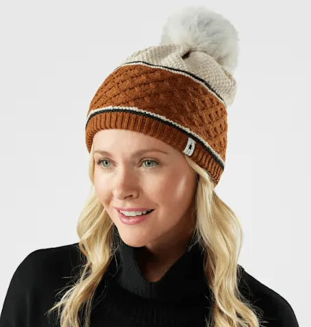Smartwool Women's Cable Knit Colorblock Pom Beanie - Image 2
