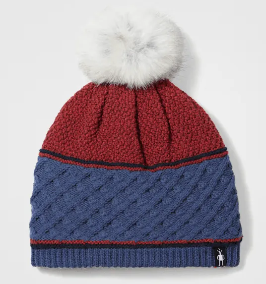 Smartwool Women's Cable Knit Colorblock Pom Beanie - Image 3